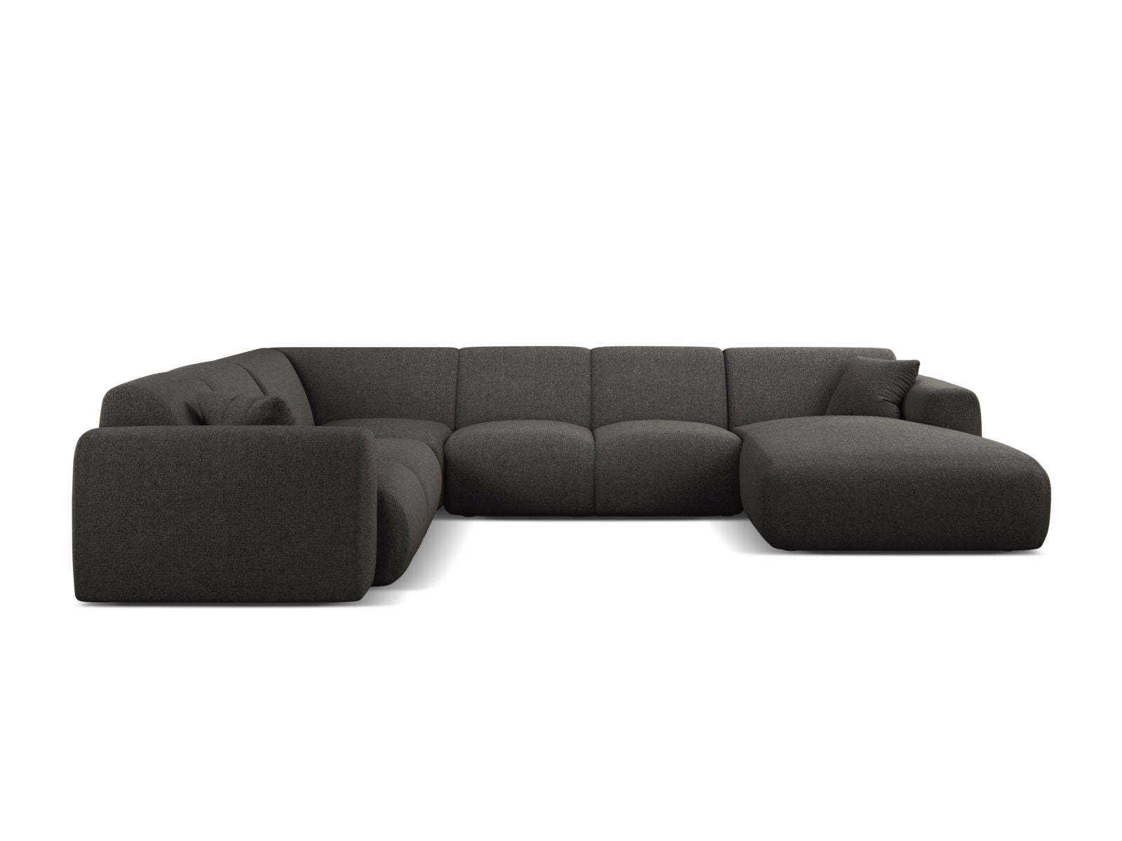 Elegantes 6-Sitzer Ecksofa Molino in Dunkelgrau, ideal für moderne Wohnräume, bietet Komfort und Stil für gesellige Abende.