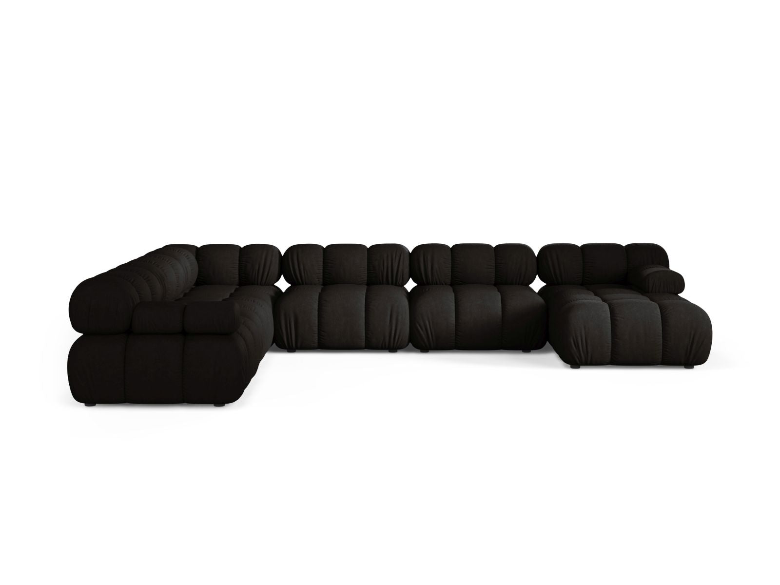 Elegantes 8-Sitzer Ecksofa Panoramic links Bellis in stilvollem Schwarz, ideal für moderne Wohnräume und gesellige Abende.