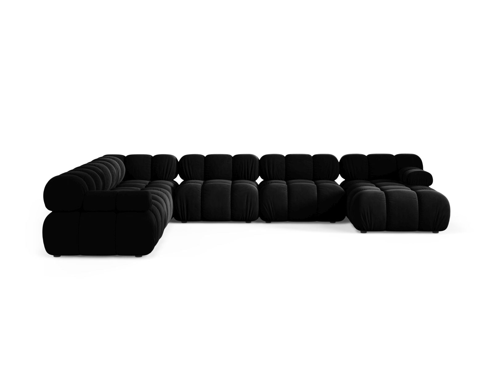 Elegantes 8-Sitzer Ecksofa Panoramic links Bellis in stilvollem Black-Venus, ideal für moderne Wohnräume und gemütliche Abende.