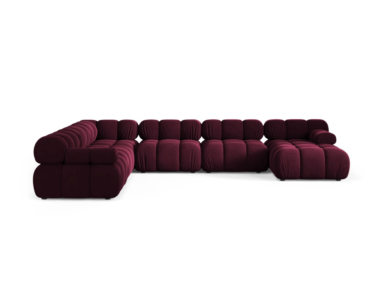 Elegantes 8-Sitzer Ecksofa Panoramic links Bellis in Burgundy-Venus, ideal für stilvolle Wohnräume, präsentiert von Micadoni.