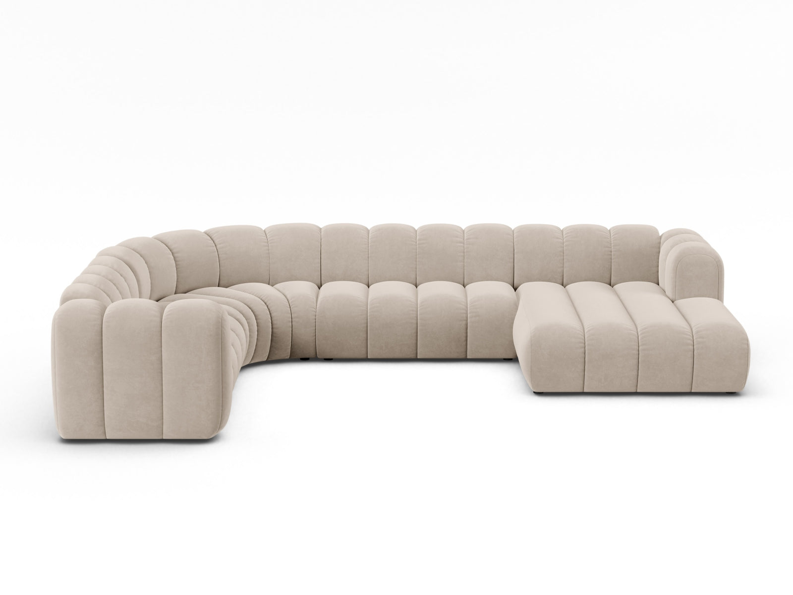 Lupine Velour Modular Panoramic Ecksofa links 6 Sitzer in Beige präsentiert im Onlineshop von KAQTU Design AG. Ecksofa links ist von Micadoni