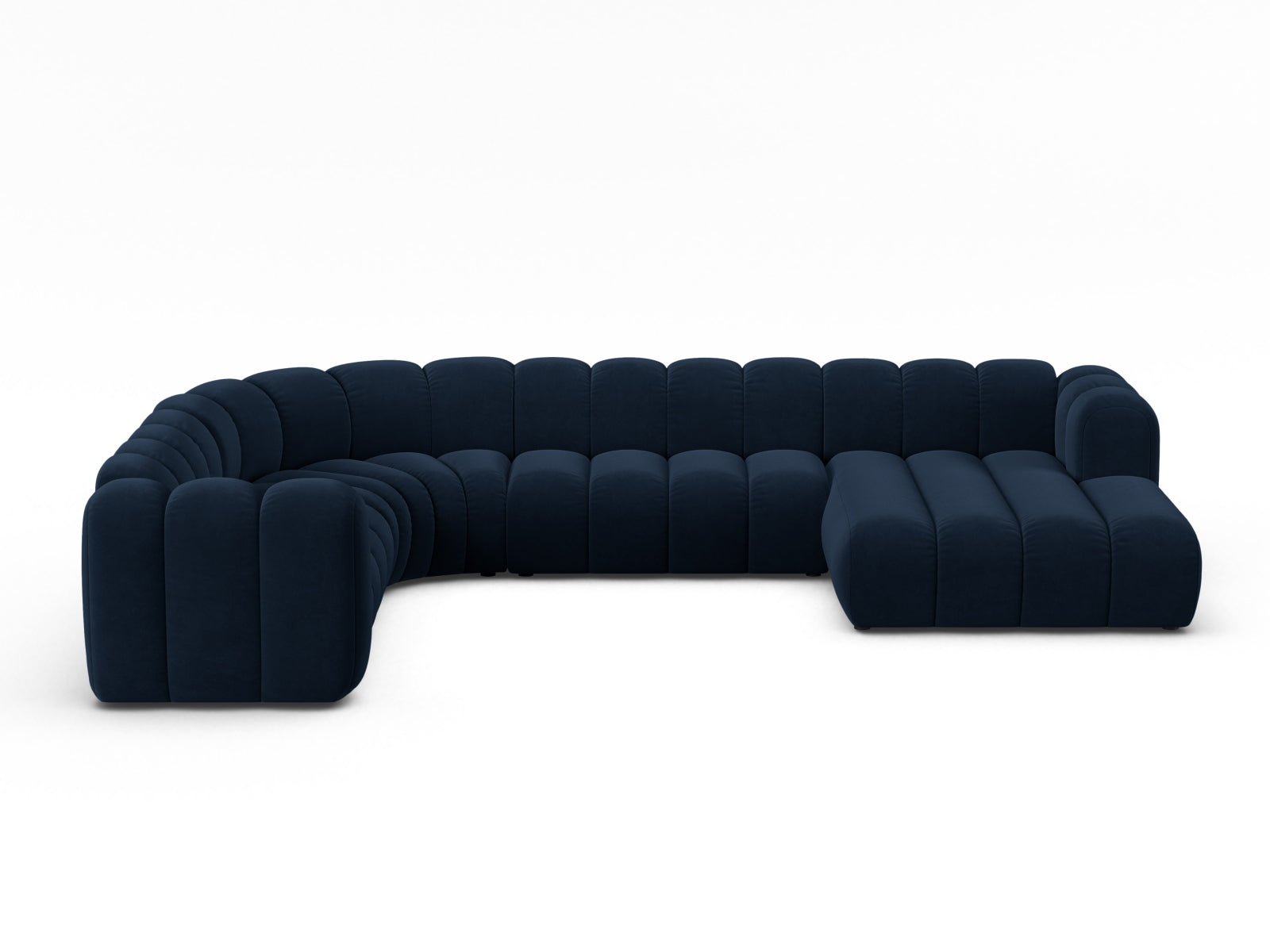 Lupine Velour Modular Panoramic Ecksofa links 6 Sitzer in Royal Blue präsentiert im Onlineshop von KAQTU Design AG. Ecksofa links ist von Micadoni