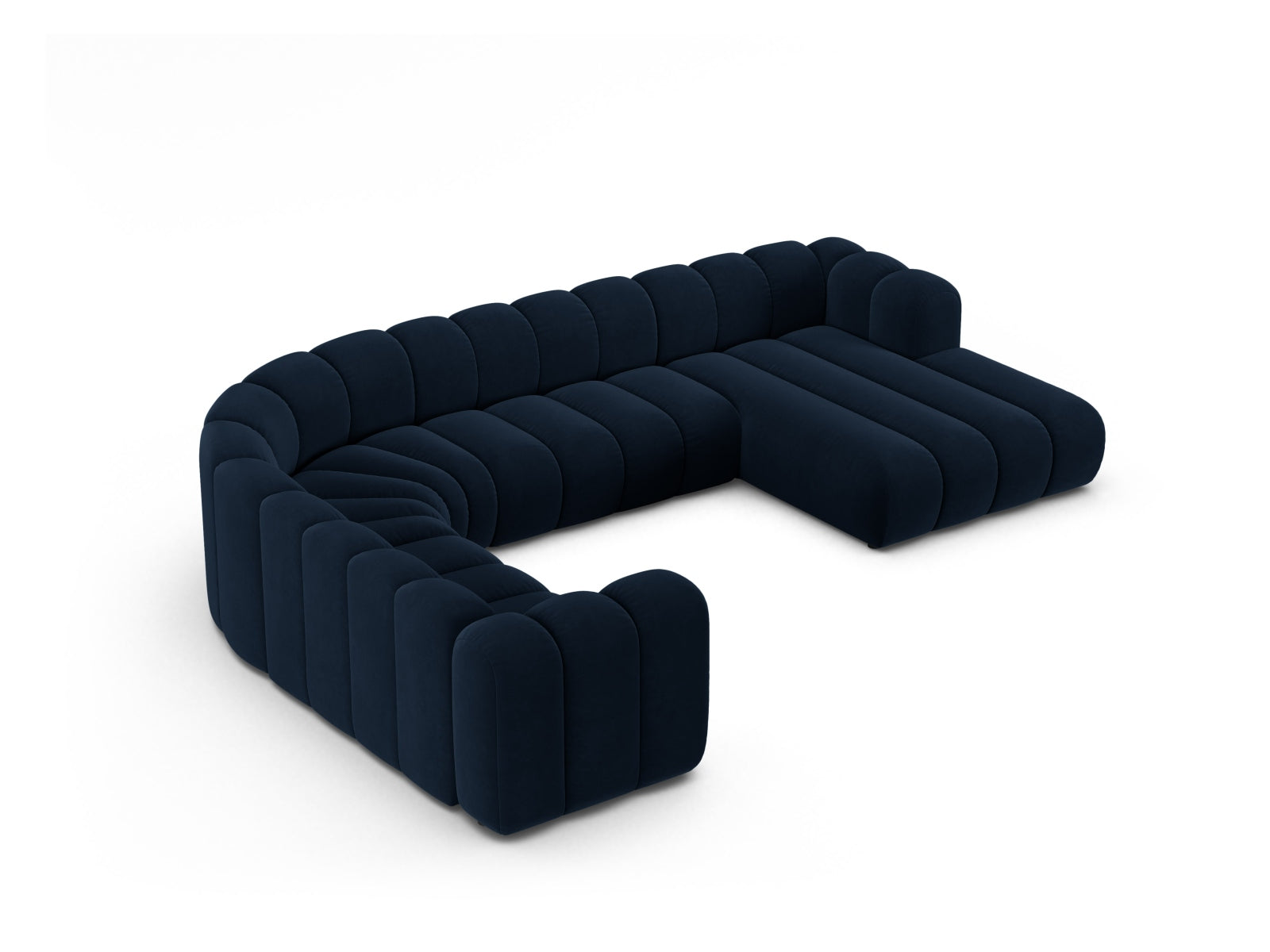 Lupine Velour Modular Panoramic Ecksofa links 6 Sitzer in Royal Blue präsentiert im Onlineshop von KAQTU Design AG. Ecksofa links ist von Micadoni
