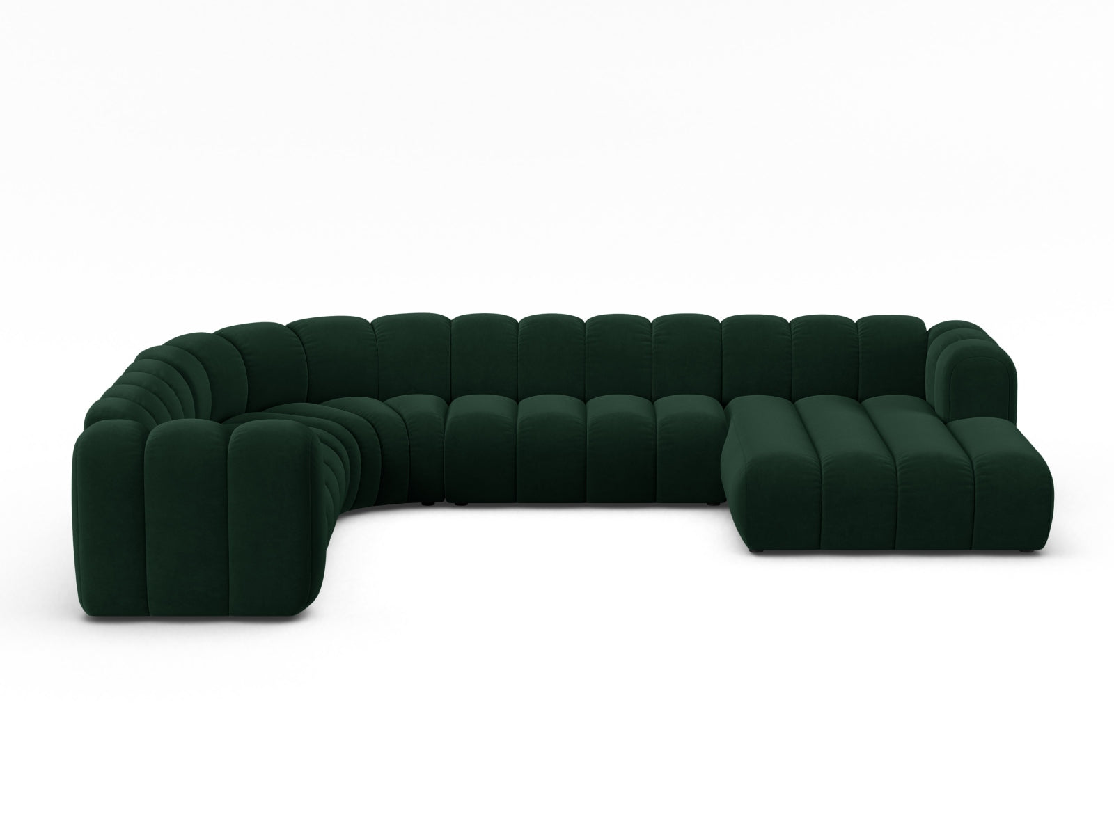 Lupine Velour Modular Panoramic Ecksofa links 6 Sitzer in Bottle Green präsentiert im Onlineshop von KAQTU Design AG. Ecksofa links ist von Micadoni