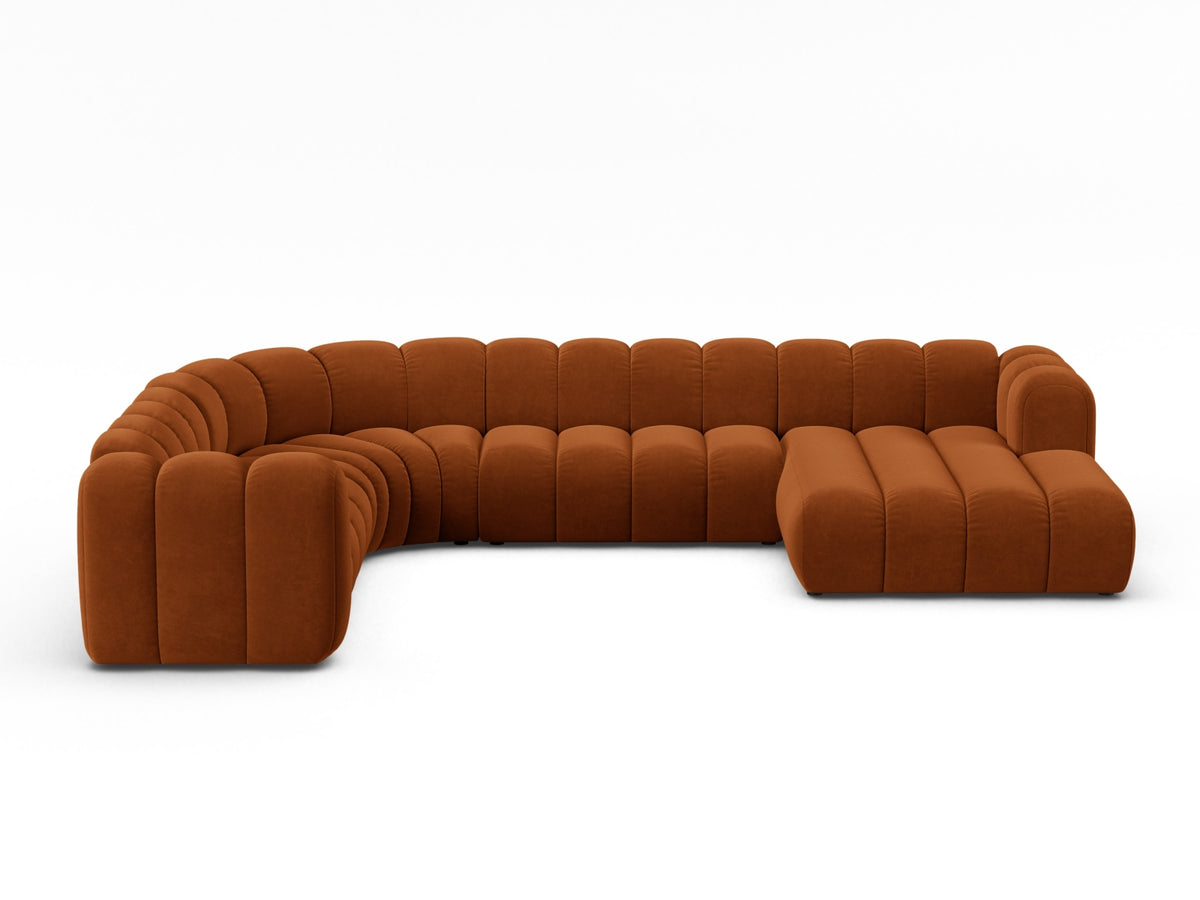 Lupine Velour Modular Panoramic Ecksofa links 6 Sitzer in Terracotta-Salvador präsentiert im Onlineshop von KAQTU Design AG. Ecksofa links ist von Micadoni