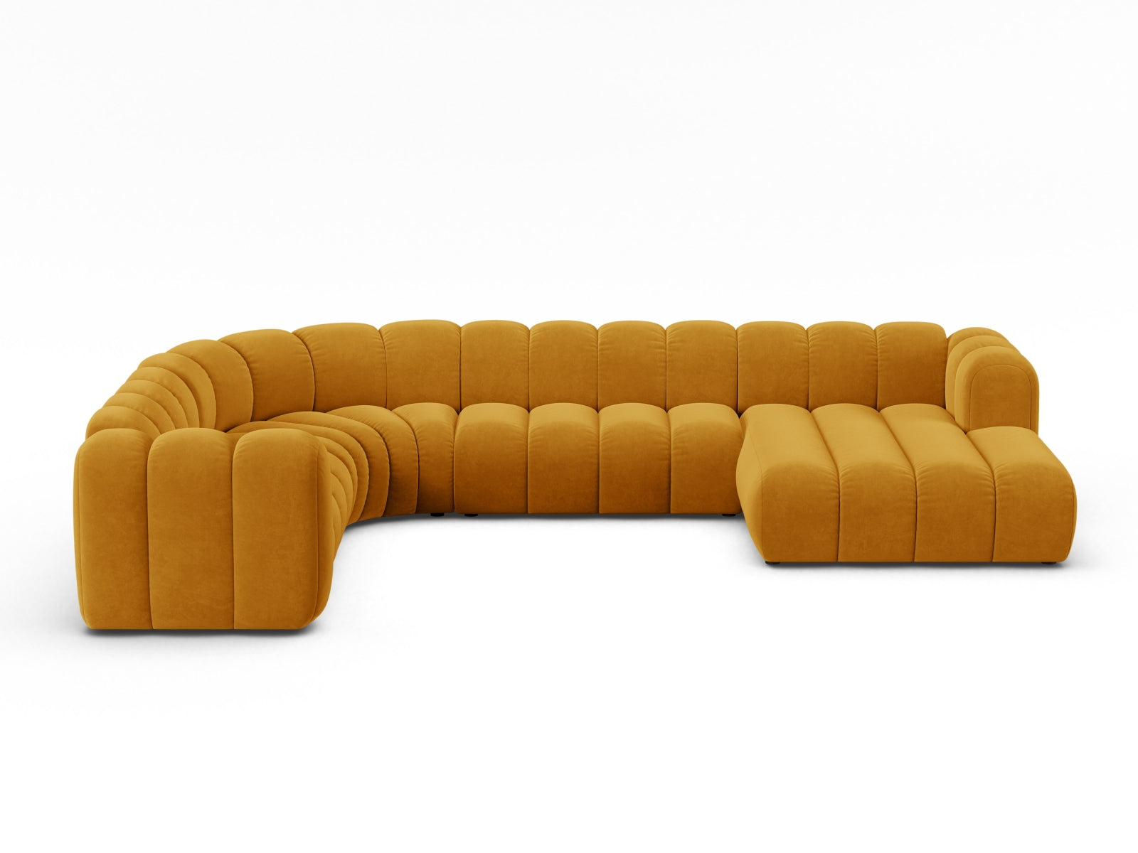 Lupine Velour Modular Panoramic Ecksofa links 6 Sitzer in Yellow präsentiert im Onlineshop von KAQTU Design AG. Ecksofa links ist von Micadoni