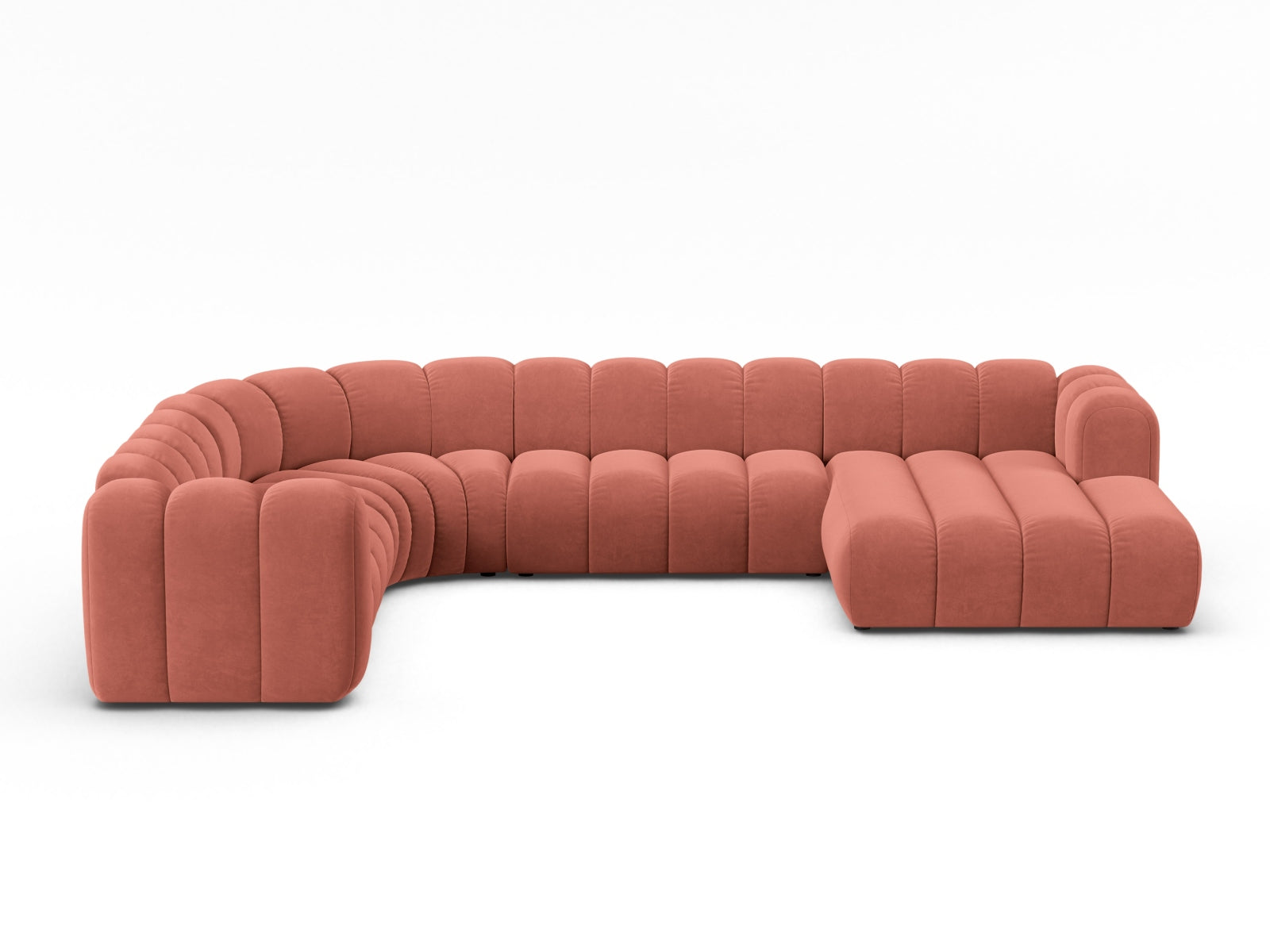 Lupine Velour Modular Panoramic Ecksofa links 6 Sitzer in Coral präsentiert im Onlineshop von KAQTU Design AG. Ecksofa links ist von Micadoni