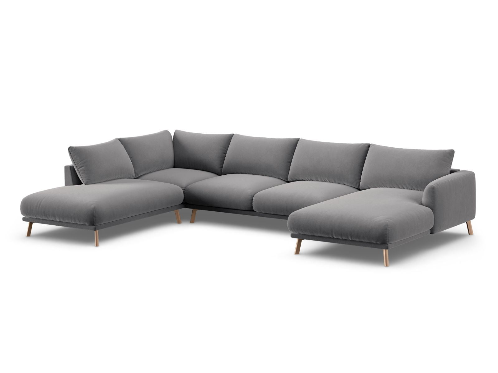 6-Sitzer Panoramic Ecksofa links Naomi in Grey-Salvador präsentiert im Onlineshop von KAQTU Design AG. Ecksofa links ist von Micadoni