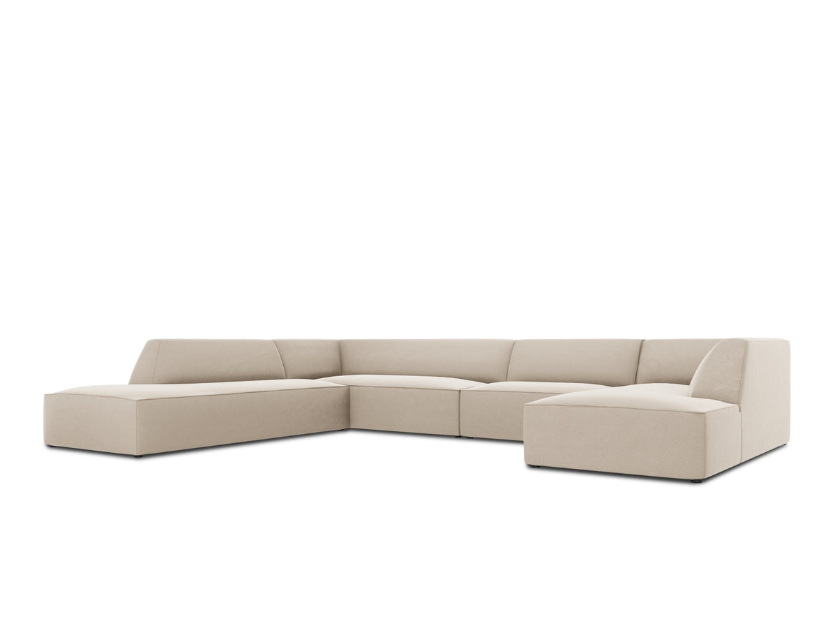 Ruby Velour Panoramic Ecksofa links 7 Sitzer in Beige-Salvador präsentiert im Onlineshop von KAQTU Design AG. Ecksofa links ist von Micadoni