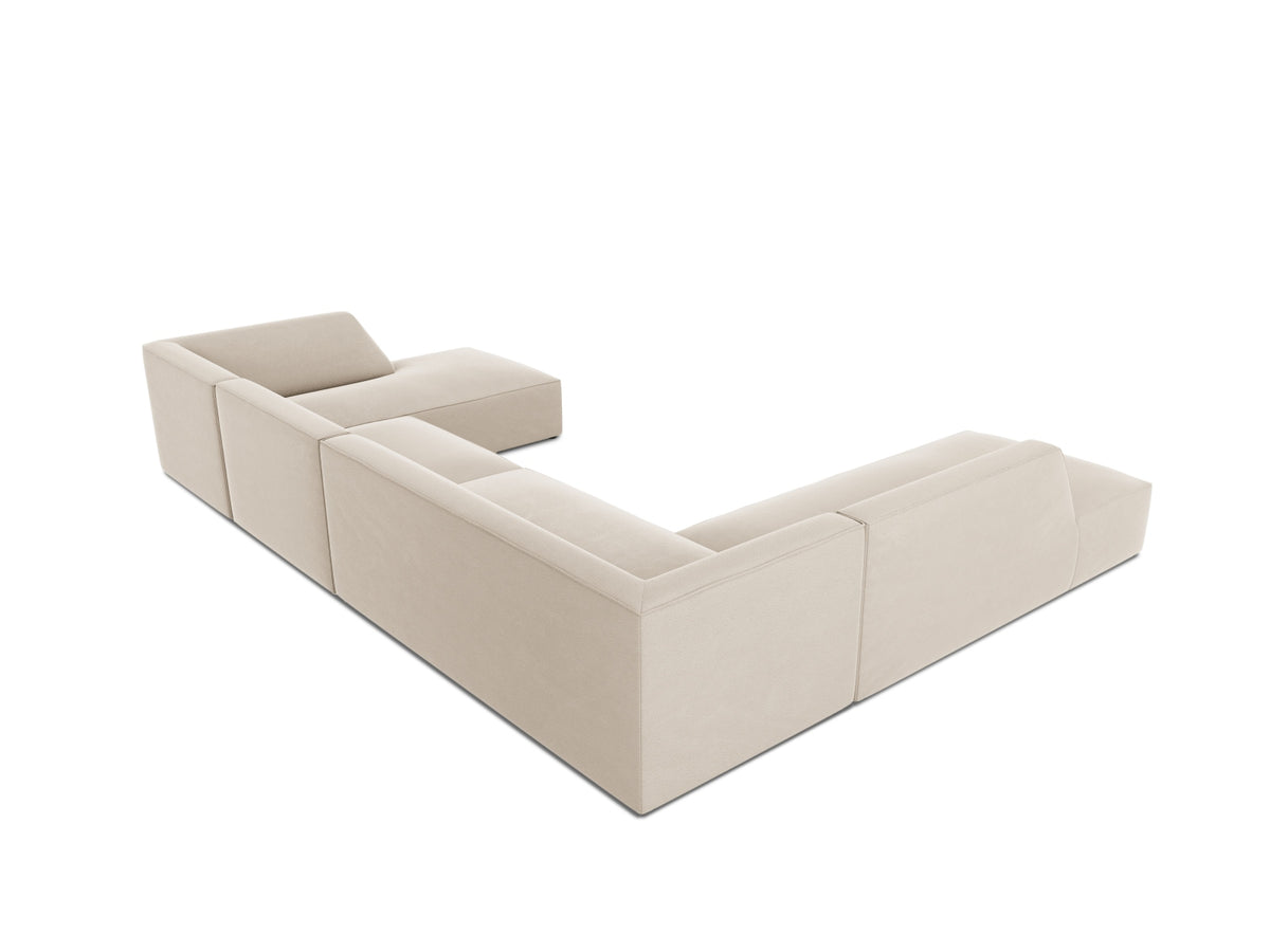 Ruby Velour Panoramic Ecksofa links 7 Sitzer in Beige-Salvador präsentiert im Onlineshop von KAQTU Design AG. Ecksofa links ist von Micadoni
