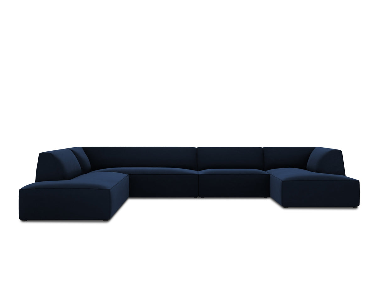Ruby Velour Panoramic Ecksofa links 7 Sitzer in Royal Blue-Salvador präsentiert im Onlineshop von KAQTU Design AG. Ecksofa links ist von Micadoni