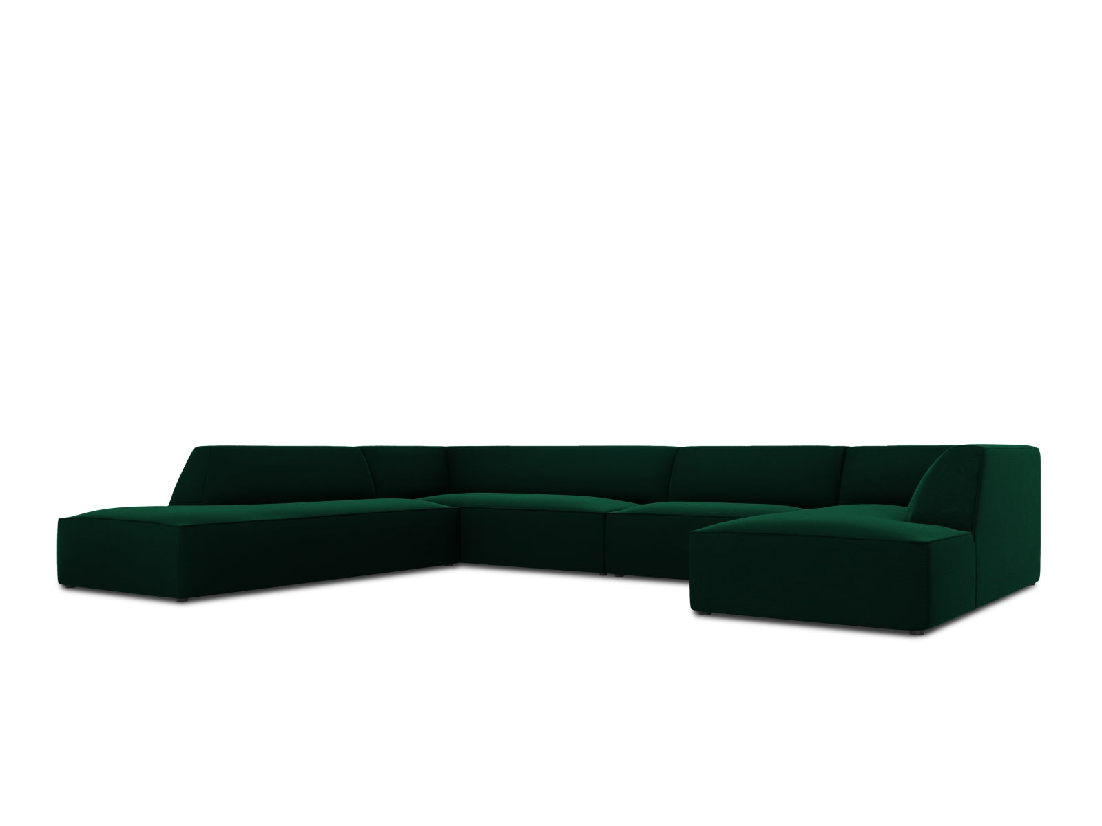Elegantes 7-Sitzer Ecksofa in Ruby Velour, linksseitig, ideal für stilvolle Wohnräume und gesellige Abende.
