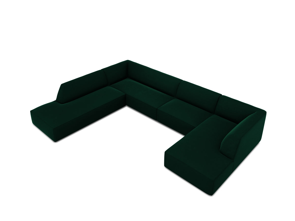 Ruby Velour Panoramic Ecksofa links 7 Sitzer in Bottle Green-Salvador präsentiert im Onlineshop von KAQTU Design AG. Ecksofa links ist von Micadoni