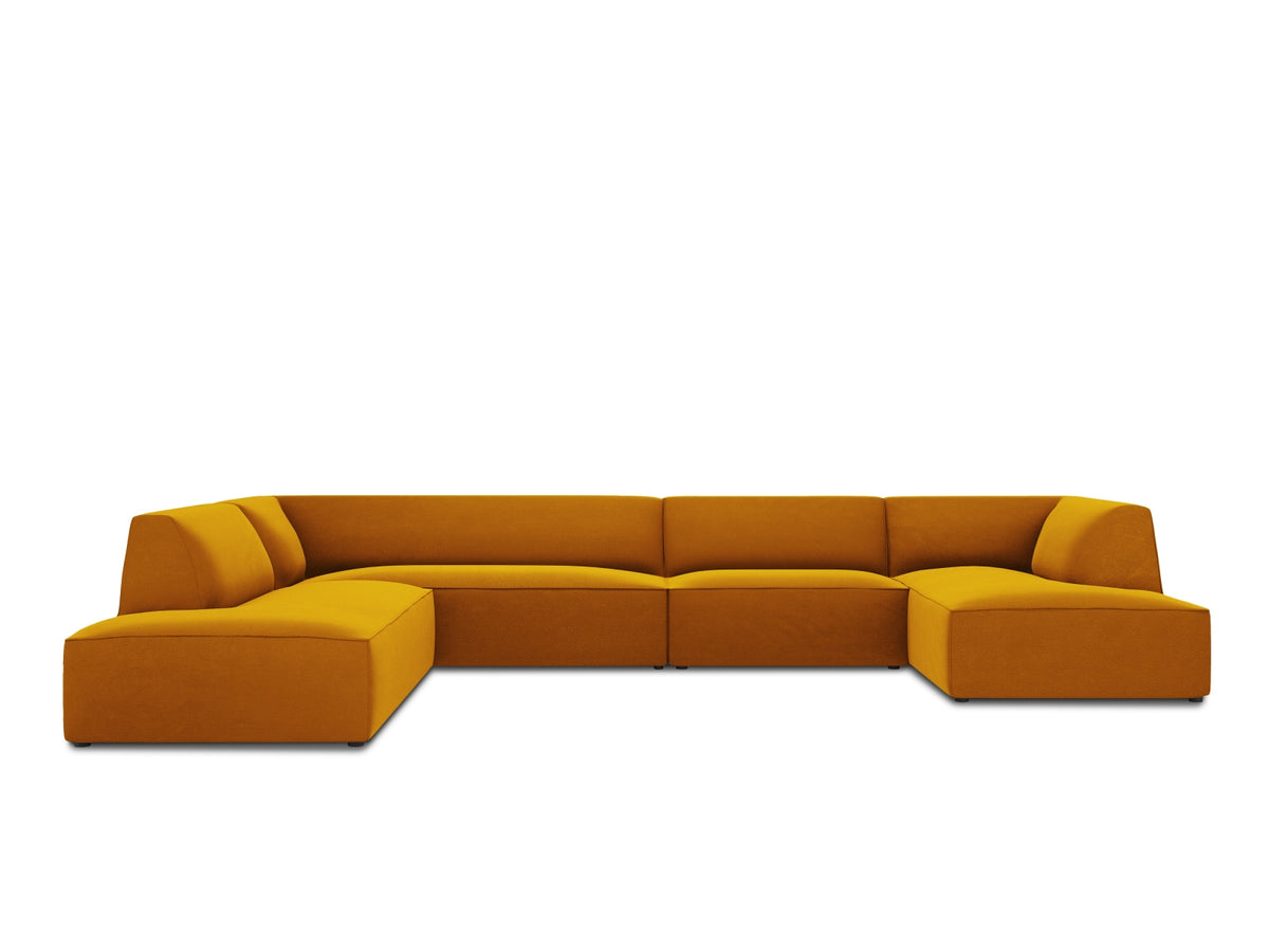 Ruby Velour Panoramic Ecksofa links 7 Sitzer in Yellow-Salvador präsentiert im Onlineshop von KAQTU Design AG. Ecksofa links ist von Micadoni