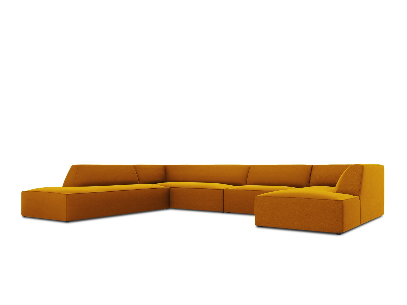 Elegantes 7-Sitzer Ecksofa in hochwertigem Ruby Velours, linksseitig, ideal für stilvolle Wohnräume und gesellige Abende.