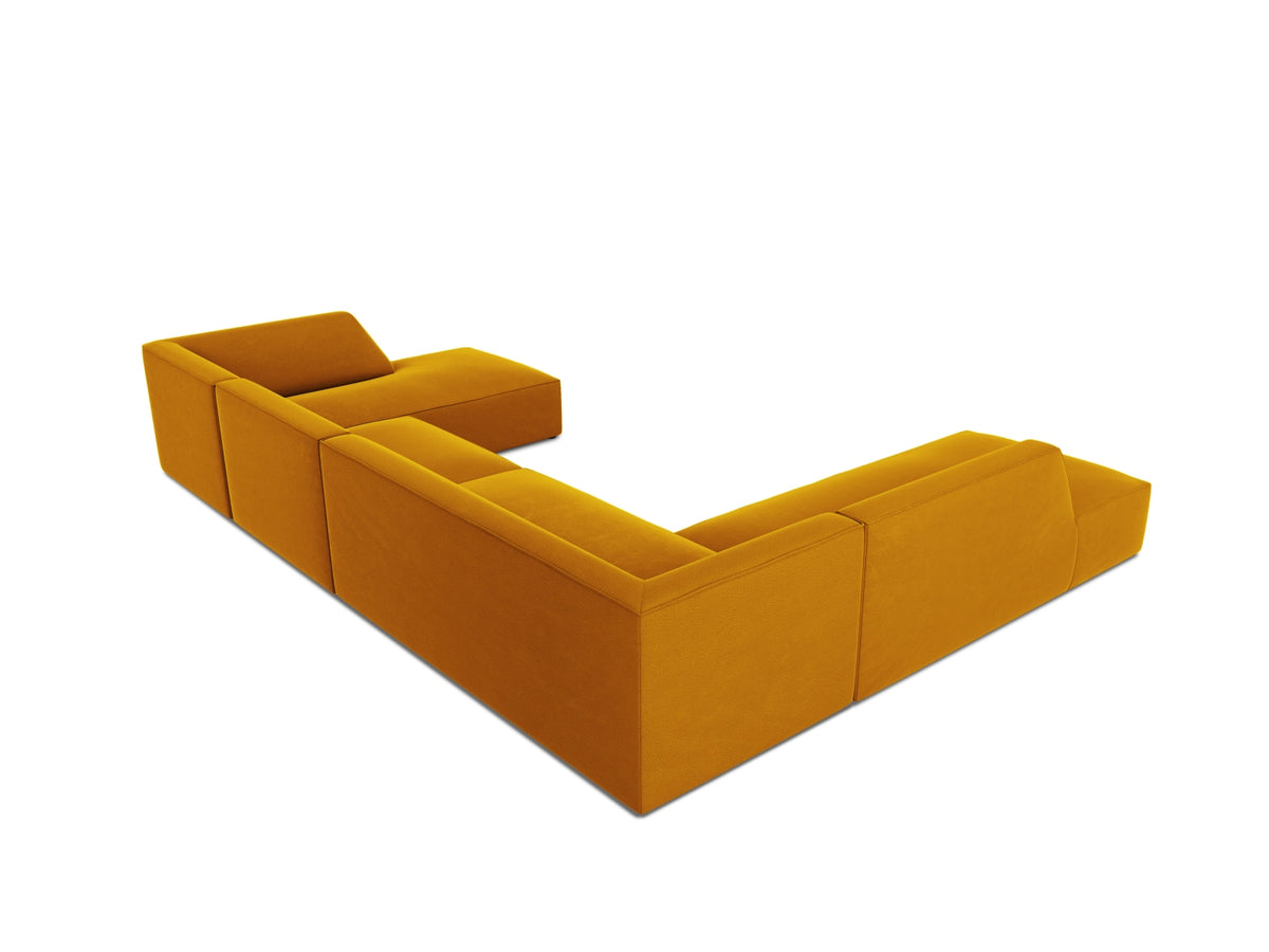 Ruby Velour Panoramic Ecksofa links 7 Sitzer in Yellow-Salvador präsentiert im Onlineshop von KAQTU Design AG. Ecksofa links ist von Micadoni