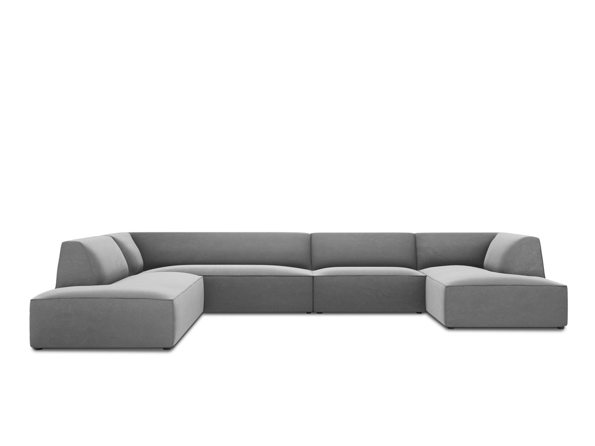 Ruby Velour Panoramic Ecksofa links 7 Sitzer in Grey-Salvador präsentiert im Onlineshop von KAQTU Design AG. Ecksofa links ist von Micadoni