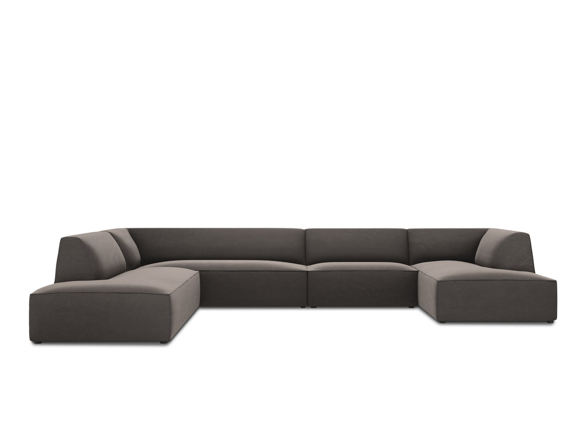 Ruby Velour Panoramic Ecksofa links 7 Sitzer in Dark Grey-Salvador präsentiert im Onlineshop von KAQTU Design AG. Ecksofa links ist von Micadoni