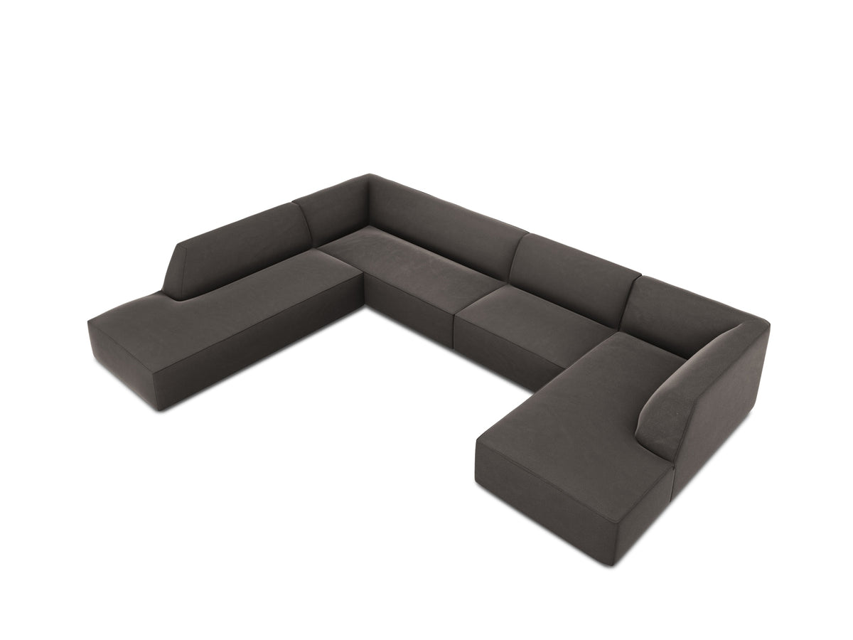 Ruby Velour Panoramic Ecksofa links 7 Sitzer in Dark Grey-Salvador präsentiert im Onlineshop von KAQTU Design AG. Ecksofa links ist von Micadoni