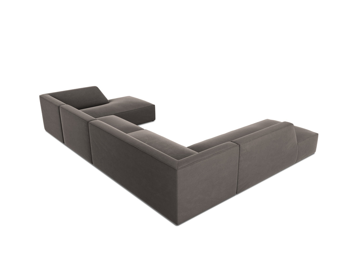 Ruby Velour Panoramic Ecksofa links 7 Sitzer in Dark Grey-Salvador präsentiert im Onlineshop von KAQTU Design AG. Ecksofa links ist von Micadoni