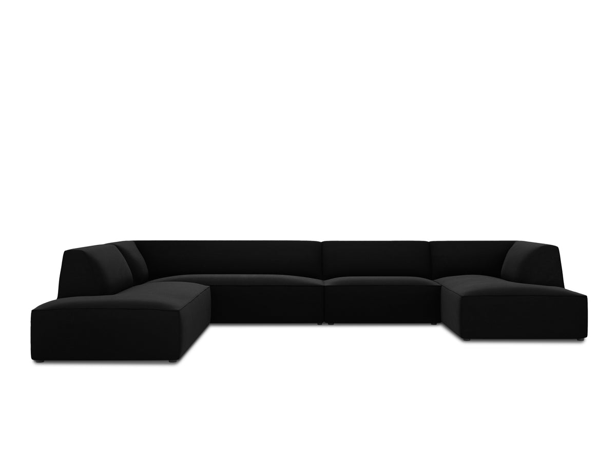 Ruby Velour Panoramic Ecksofa links 7 Sitzer in Black-Salvador präsentiert im Onlineshop von KAQTU Design AG. Ecksofa links ist von Micadoni