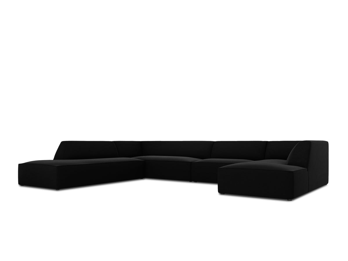 Ruby Velour Panoramic Ecksofa links 7 Sitzer in Black-Salvador präsentiert im Onlineshop von KAQTU Design AG. Ecksofa links ist von Micadoni