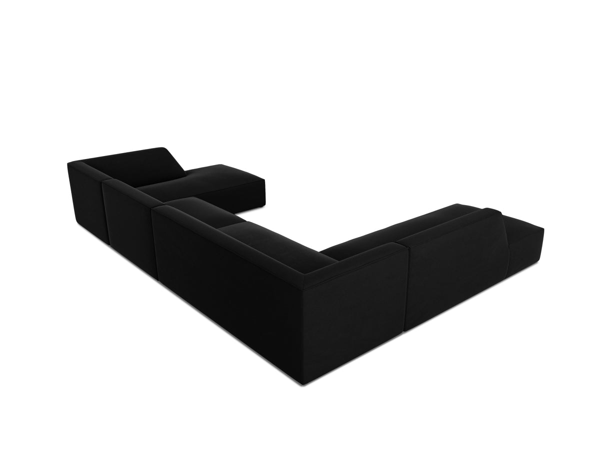 Ruby Velour Panoramic Ecksofa links 7 Sitzer in Black-Salvador präsentiert im Onlineshop von KAQTU Design AG. Ecksofa links ist von Micadoni