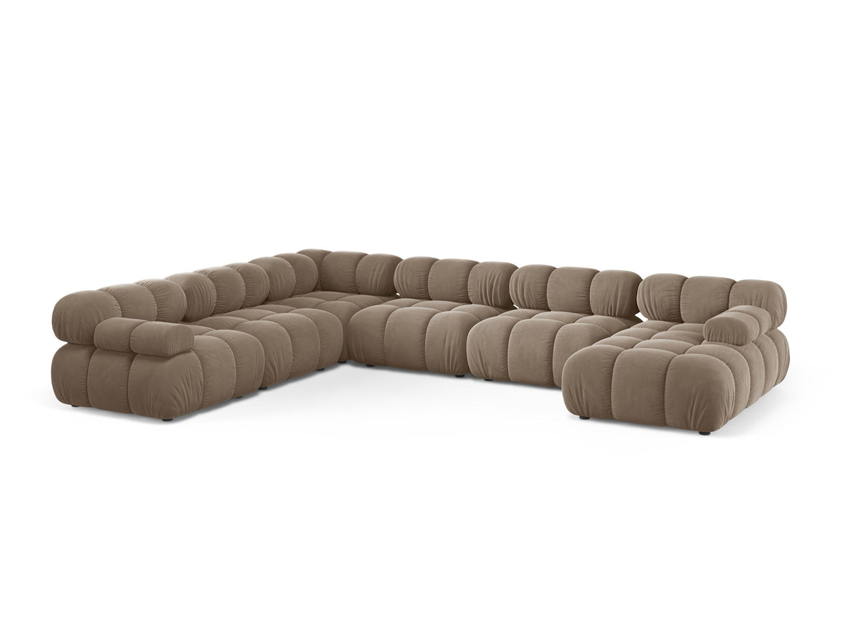 8-Sitzer Modular Ecksofa Panoramic links Bellis in Cappuccino-Bluvel präsentiert im Onlineshop von KAQTU Design AG. Ecksofa links ist von Micadoni