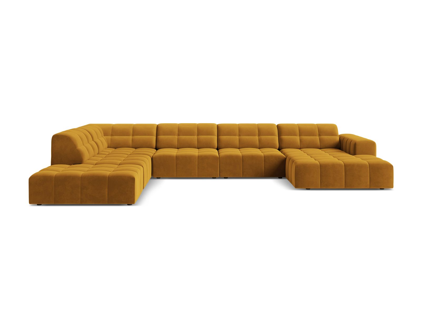 7-Sitzer Panoramic Ecksofa links Jennifer in Yellow-Bluvel präsentiert im Onlineshop von KAQTU Design AG. Ecksofa links ist von Micadoni