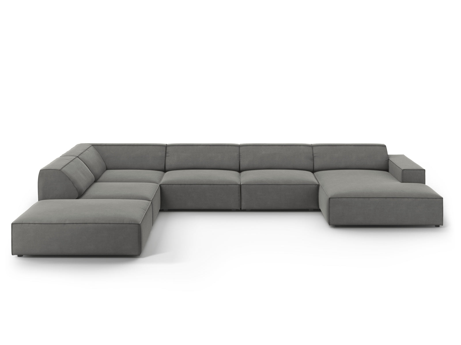 Jodie Velour modulares Panoramic Ecksofa links 7 Sitzer in Light Grey-Bluvel präsentiert im Onlineshop von KAQTU Design AG. L-Sofa links ist von Micadoni