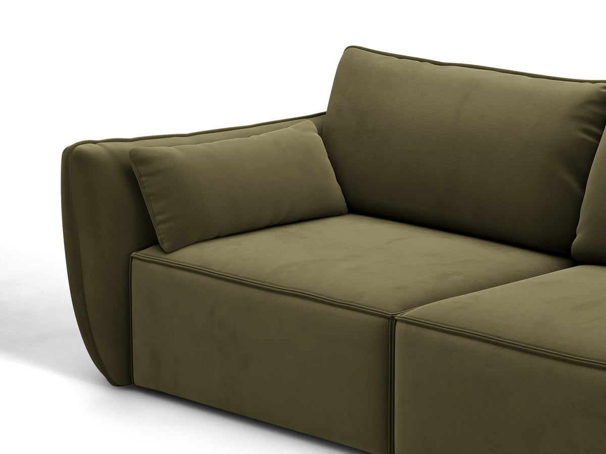 L-Sofa Kaelle Panoramasofa links von Micadoni mit Stoffbezug und niedrigen schwarzen Beinen
