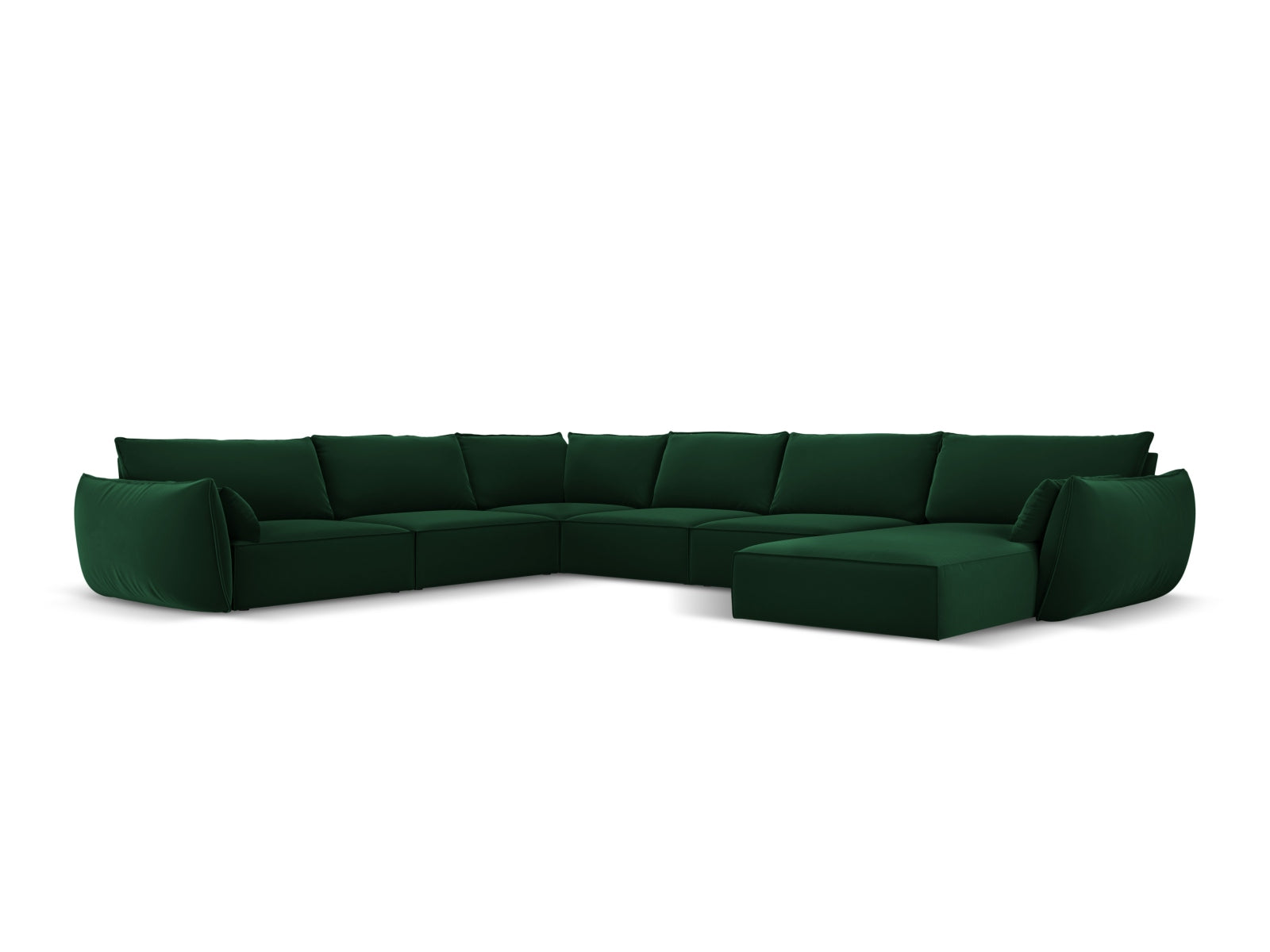 Kaelle Velour Panoramic Ecksofa links 8 Sitzer in Bottle Green-Bluvel präsentiert im Onlineshop von KAQTU Design AG. Ecksofa links ist von Micadoni