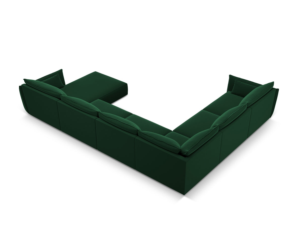 Kaelle Velour Panoramic Ecksofa links 8 Sitzer in Bottle Green-Bluvel präsentiert im Onlineshop von KAQTU Design AG. Ecksofa links ist von Micadoni