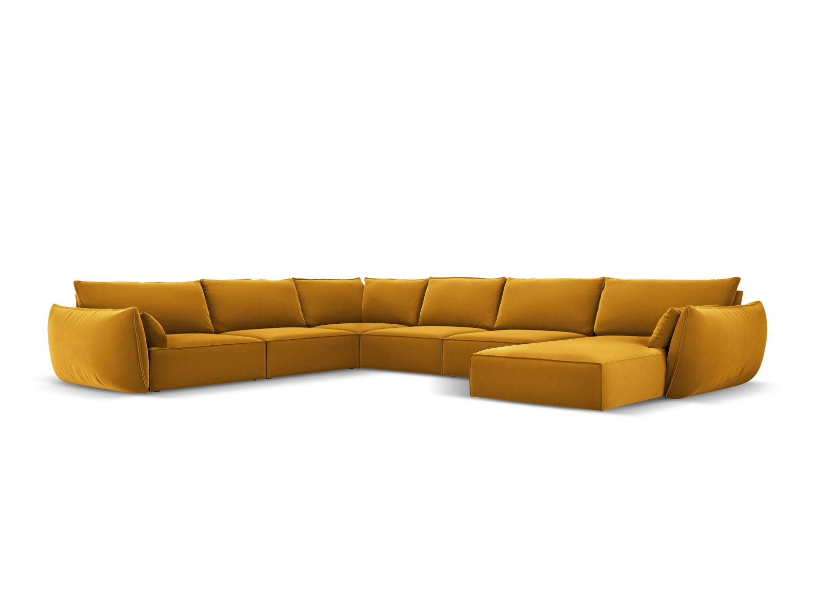 Kaelle Velour Panoramic Ecksofa links 8 Sitzer in Yellow-Bluvel präsentiert im Onlineshop von KAQTU Design AG. Ecksofa links ist von Micadoni