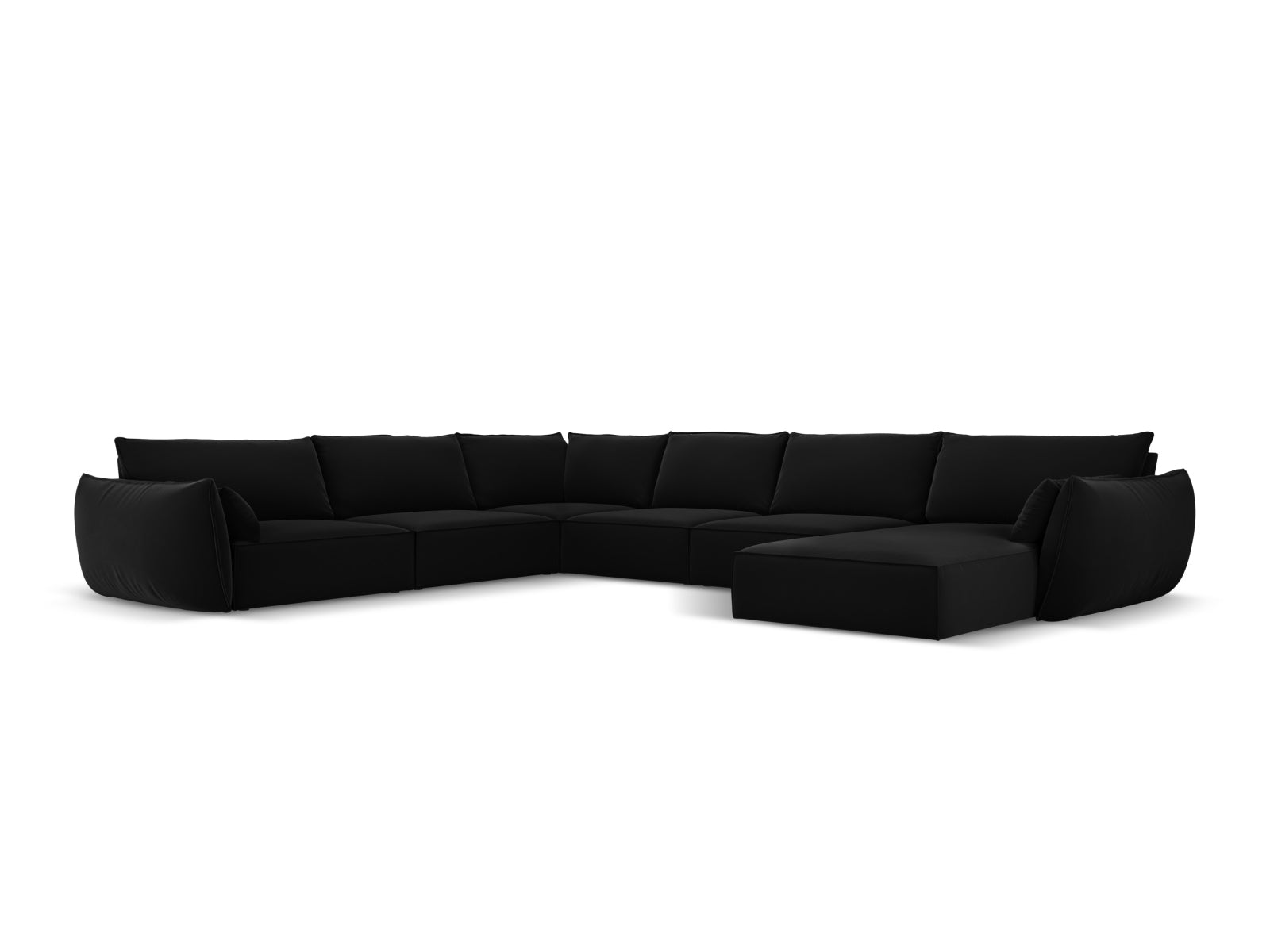 Kaelle Velour Panoramic Ecksofa links 8 Sitzer in Black-Bluvel präsentiert im Onlineshop von KAQTU Design AG. Ecksofa links ist von Micadoni