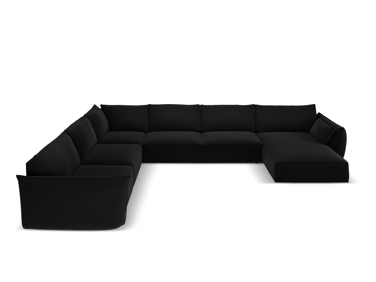 Kaelle Velour Panoramic Ecksofa links 8 Sitzer in Black-Bluvel präsentiert im Onlineshop von KAQTU Design AG. Ecksofa links ist von Micadoni