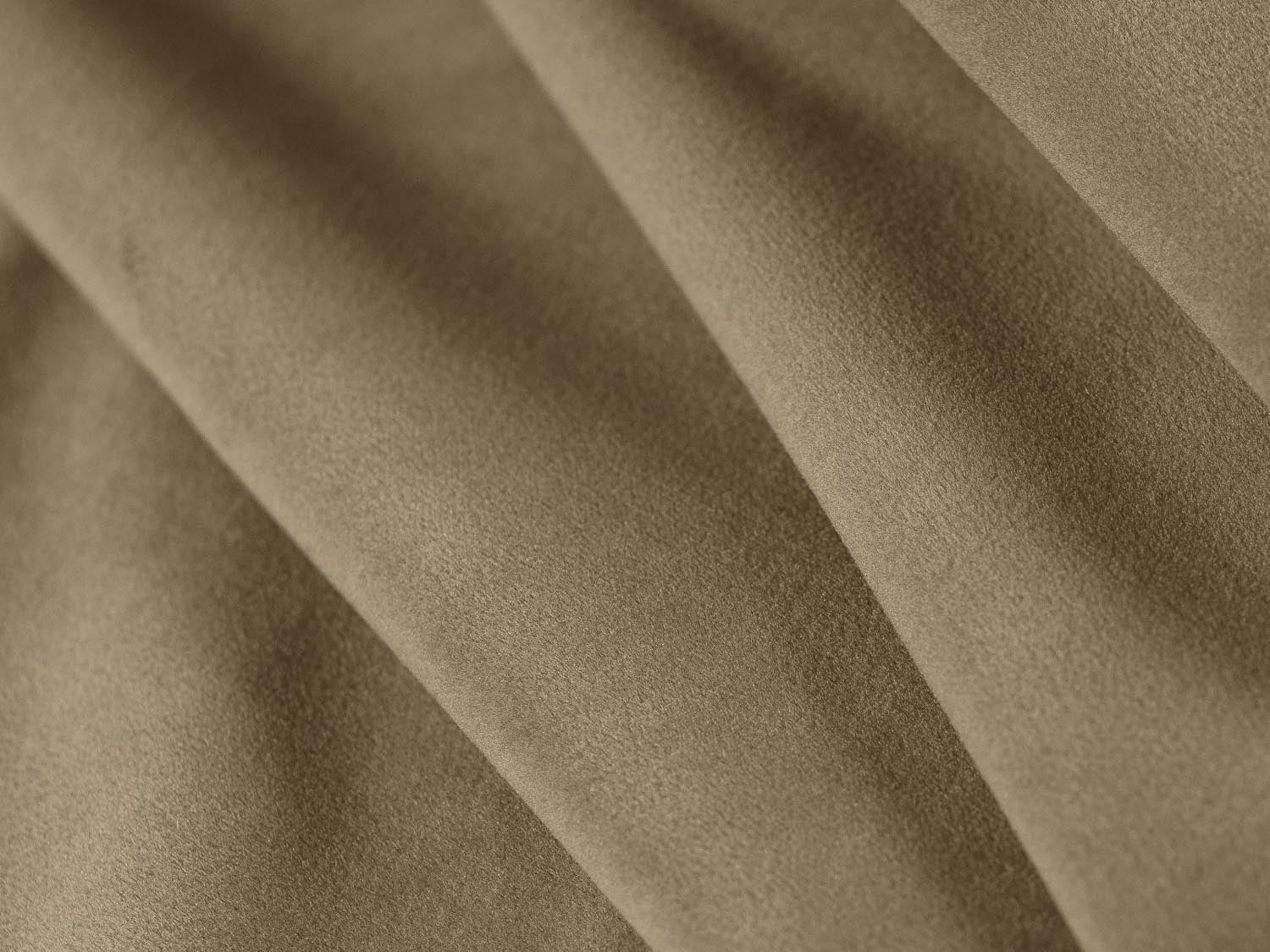 Elegantes 7-Sitzer Mamaia Velour Panoramic Ecksofa links in harmonischen Beige- und Schwarznuancen, ideal für gemütliche Stunden im Wohnbereich.