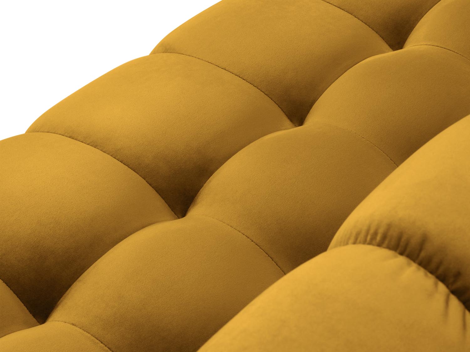 Luxuriöses Mamaia Velour Panoramic Ecksofa links, 7-Sitzer, perfekt für gesellige Runden und einladende Wohnatmosphäre.