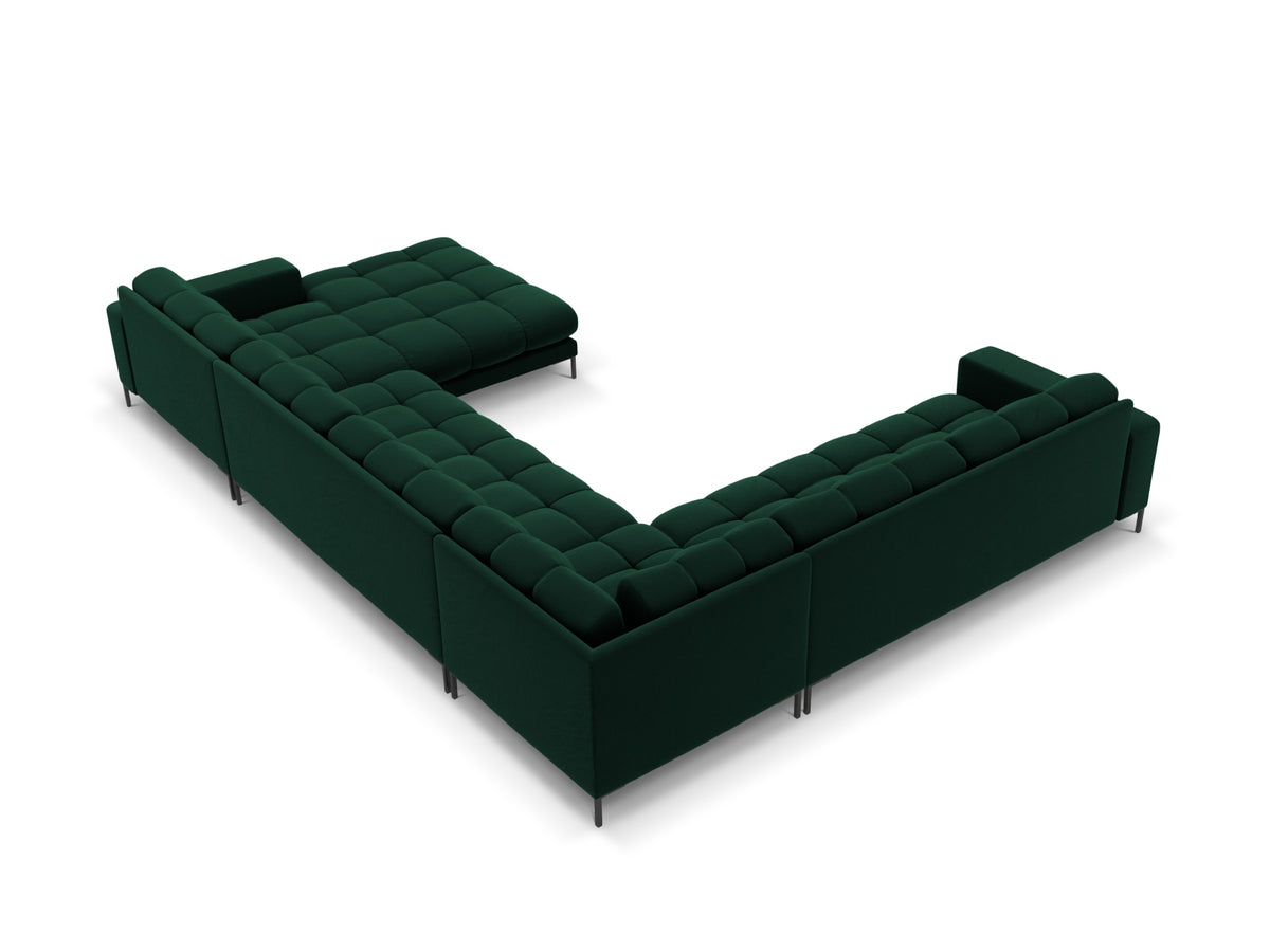 Mamaia Velour Panoramic Ecksofa links 7 Sitzer in Bottle Green/Schwarz-Bluvel präsentiert im Onlineshop von KAQTU Design AG. Ecksofa links ist von Micadoni