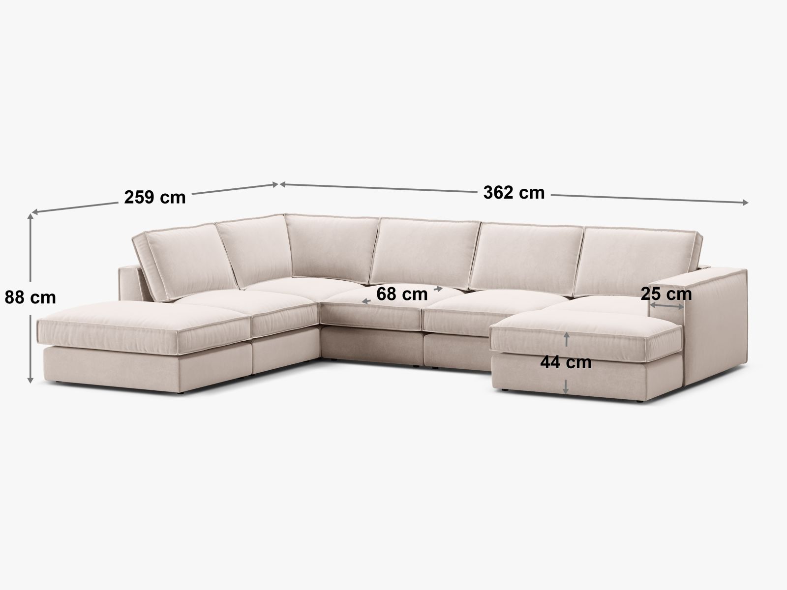 5-Sitzer Modular Ecksofa Panoramic links Pola in White-Babel präsentiert im Onlineshop von KAQTU Design AG. Ecksofa links ist von Micadoni