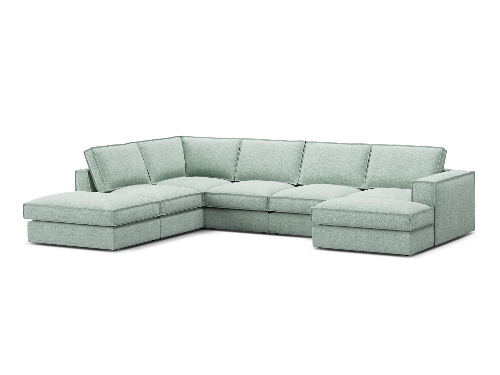 5-Sitzer Modular Ecksofa Panoramic links Pola in Mint-Babel präsentiert im Onlineshop von KAQTU Design AG. Ecksofa links ist von Micadoni