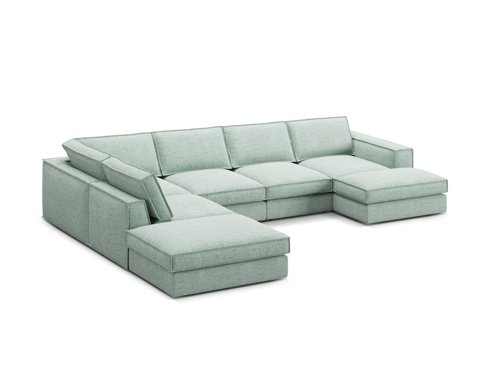 5-Sitzer Modular Ecksofa Panoramic links Pola in Mint-Babel präsentiert im Onlineshop von KAQTU Design AG. Ecksofa links ist von Micadoni