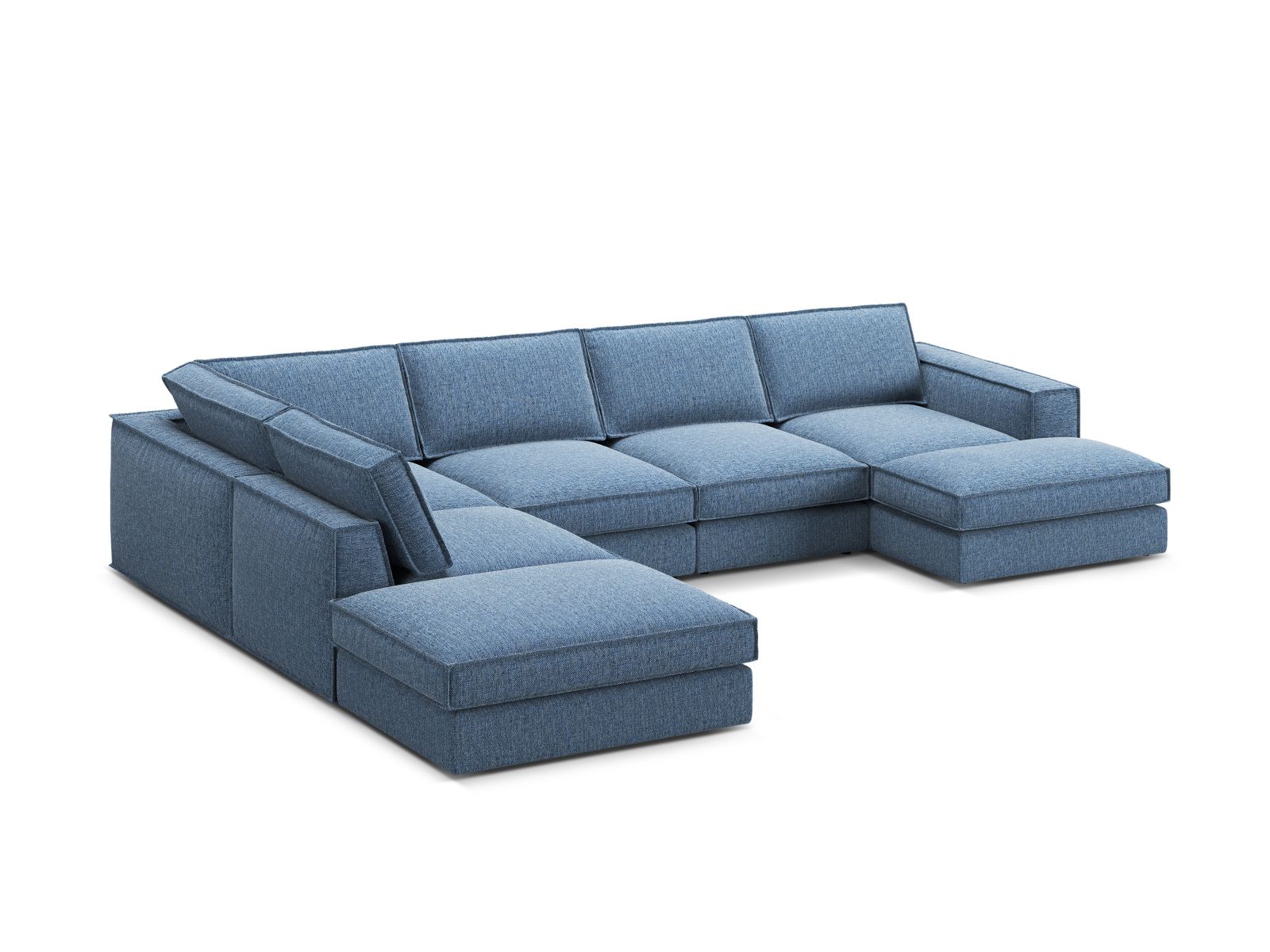 5-Sitzer Modular Ecksofa Panoramic links Pola in Dark Blue-Babel präsentiert im Onlineshop von KAQTU Design AG. Ecksofa links ist von Micadoni