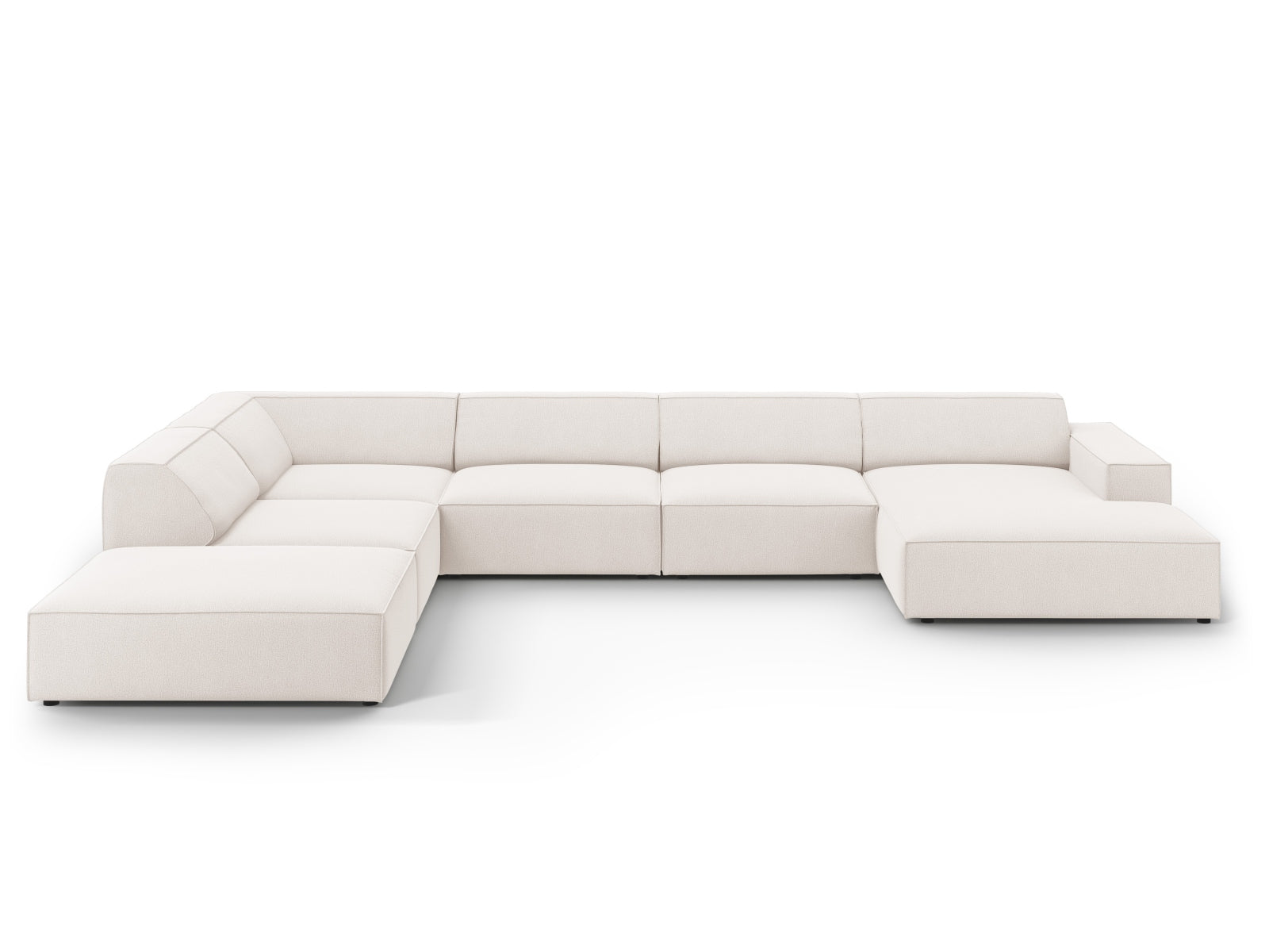 Jodie Modulares Panoramic Ecksofa links 7 Sitzer in Light Beige-Megan präsentiert im Onlineshop von KAQTU Design AG. Ecksofa links ist von Micadoni