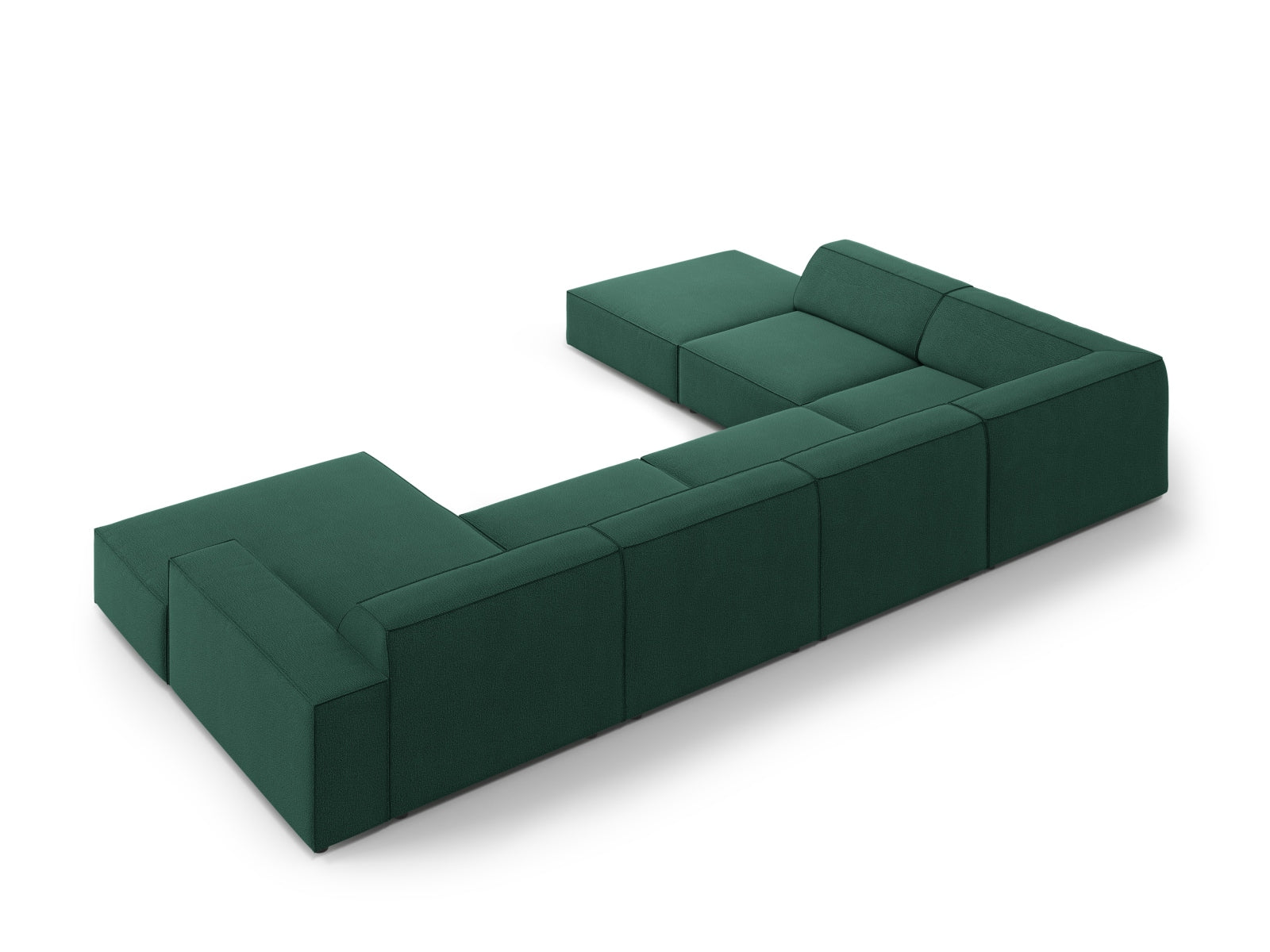 Elegantes, modulares 7-Sitzer Ecksofa Jodie in frischem Grün, ideal für moderne Wohnkonzepte und gemütliche Entspannung.