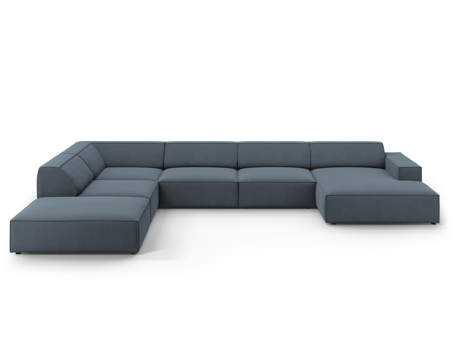 Jodie Modulares Panoramic Ecksofa links 7 Sitzer in Blue-Megan präsentiert im Onlineshop von KAQTU Design AG. Ecksofa links ist von Micadoni