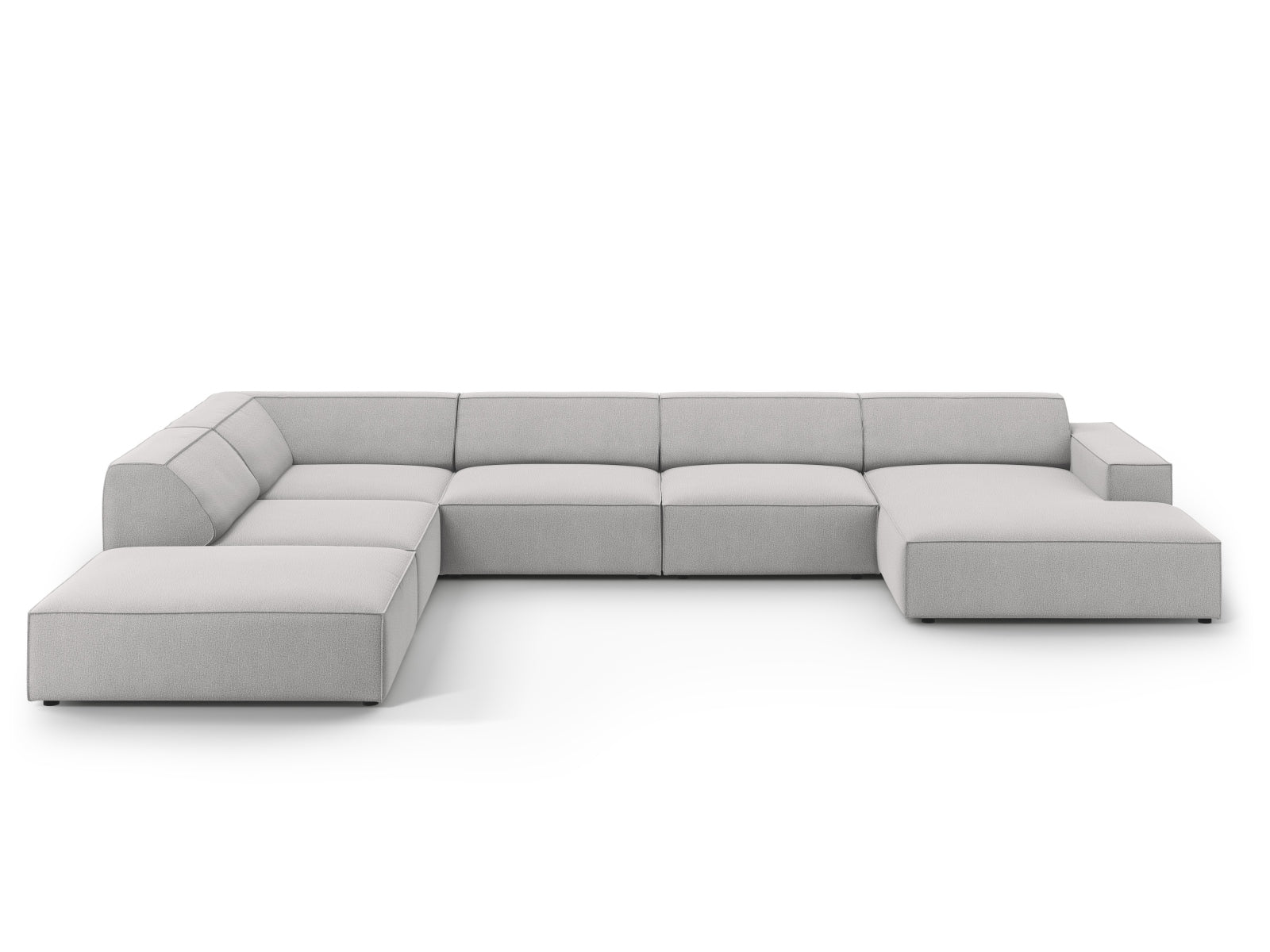 Jodie Modulares Panoramic Ecksofa links 7 Sitzer in Light Grey-Megan präsentiert im Onlineshop von KAQTU Design AG. Ecksofa links ist von Micadoni