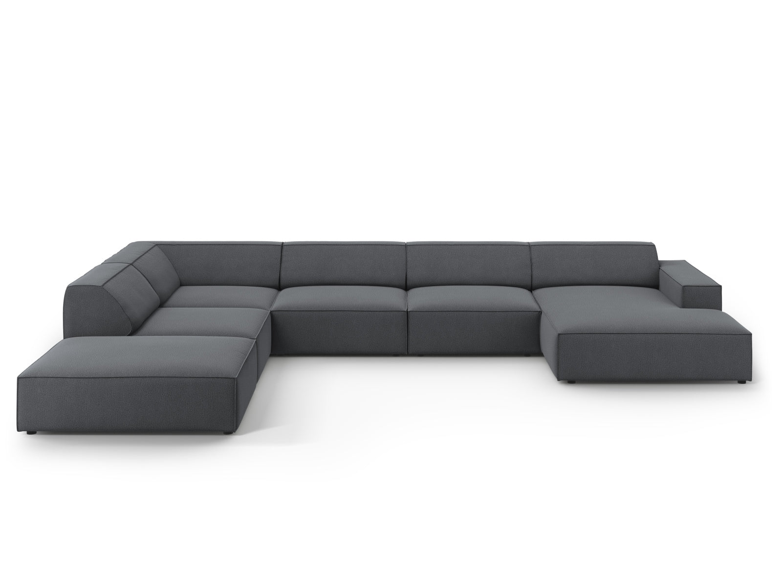 Jodie Modulares Panoramic Ecksofa links 7 Sitzer in Dark Grey-Megan präsentiert im Onlineshop von KAQTU Design AG. Ecksofa links ist von Micadoni