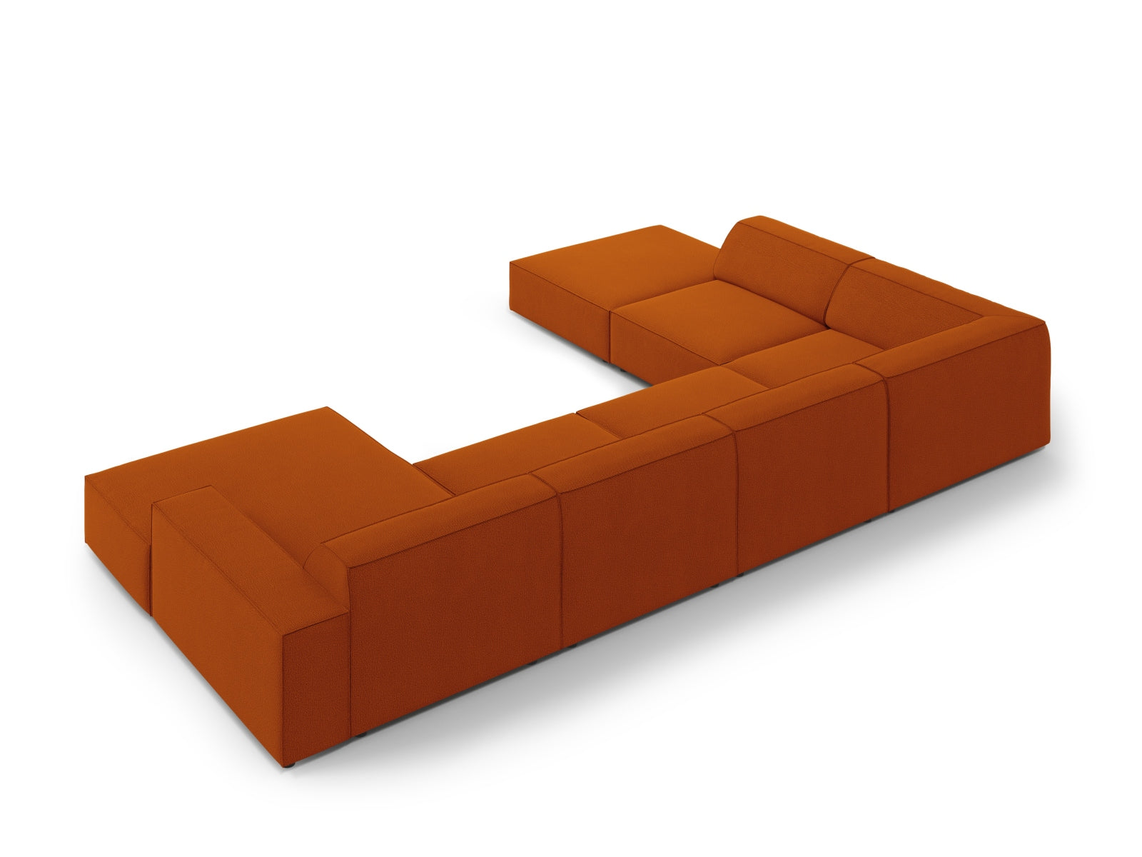 Elegantes, modulares 7-Sitzer Ecksofa Jodie in Terracotta, ideal für gemütliche Wohnräume und entspannte Stunden. Von Micadoni.