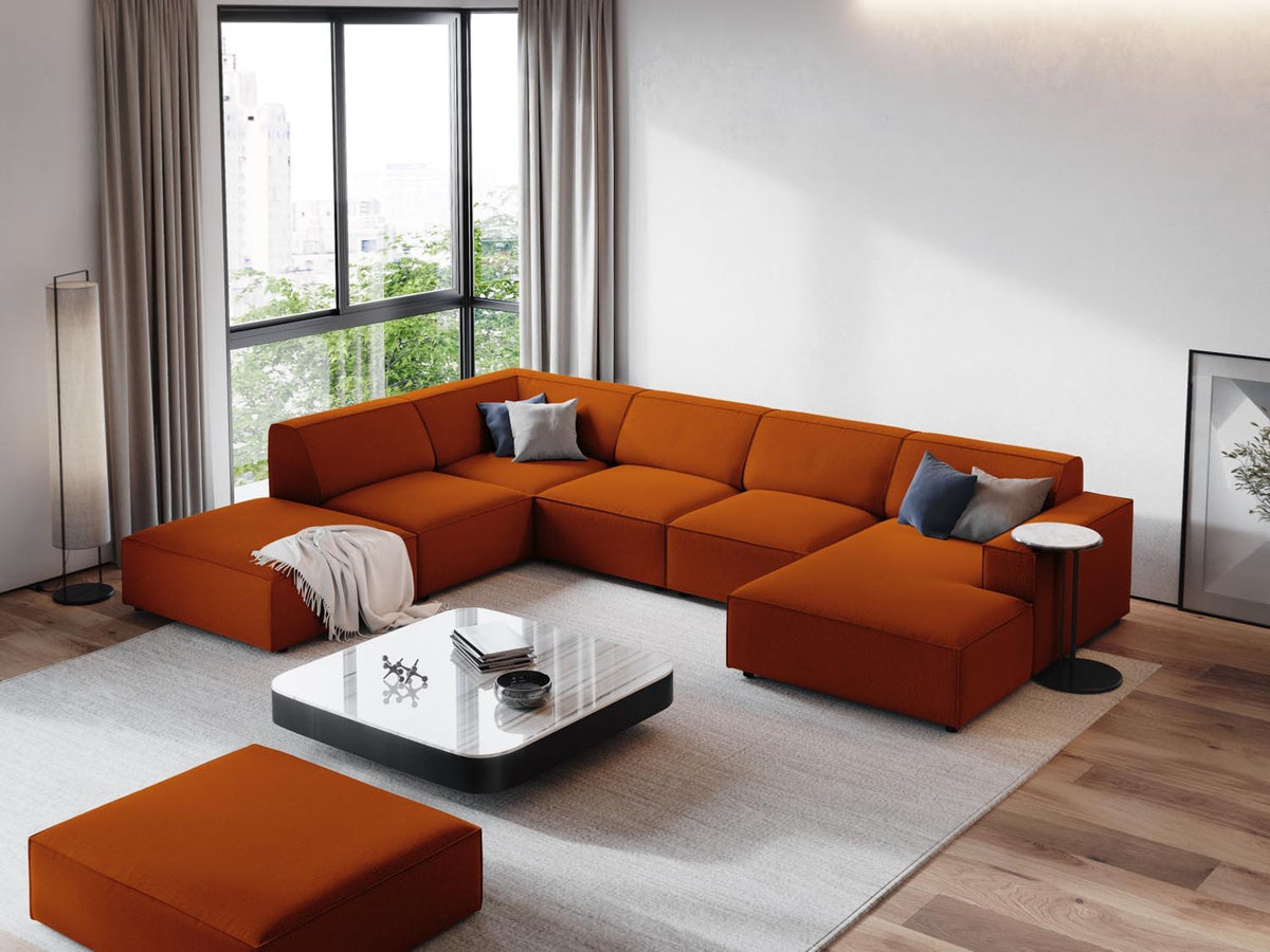 Jodie Modulares Panoramic Ecksofa links 7 Sitzer in Terracotta-Megan präsentiert im Onlineshop von KAQTU Design AG. Ecksofa links ist von Micadoni